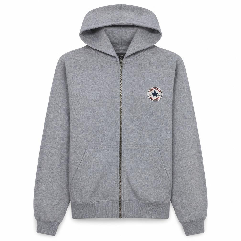 Converse Men's Grey Full Zip Hoodie Size S Regular Fit Fleece Sweatshirt