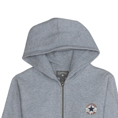 Converse Men's Grey Full Zip Hoodie Size S Regular Fit Fleece Sweatshirt