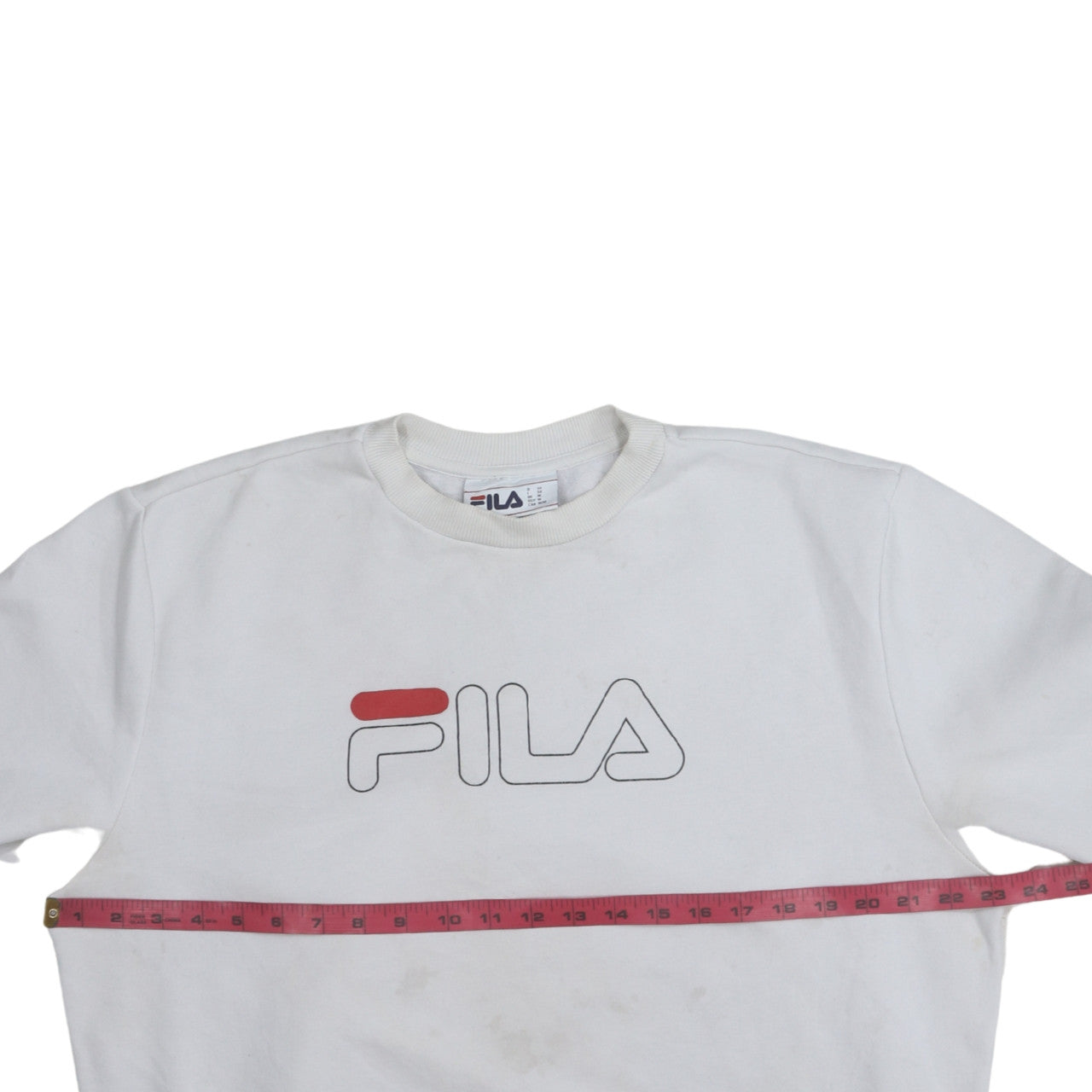 FILA Men's White Logo Crew Neck Pullover Sweatshirt M