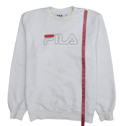 FILA Men's White Logo Crew Neck Pullover Sweatshirt M