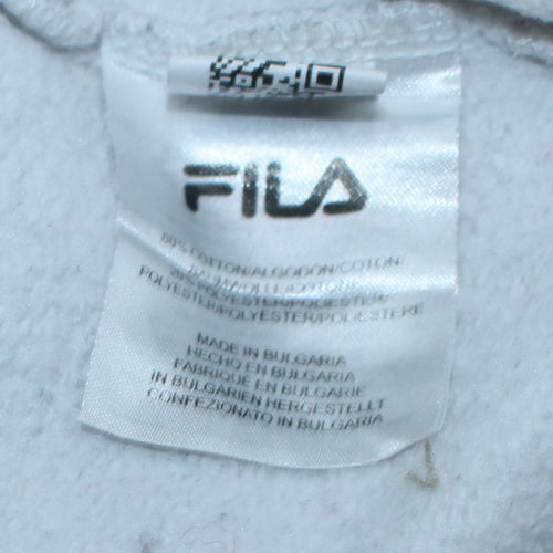 FILA Men's White Logo Crew Neck Pullover Sweatshirt M