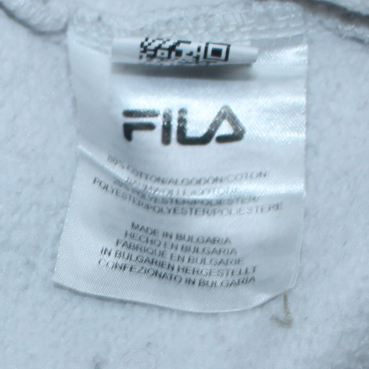 FILA Men's White Logo Crew Neck Pullover Sweatshirt M