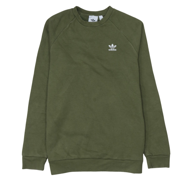 Adidas Men Green Crew Neck Pullover Sweatshirt Size S