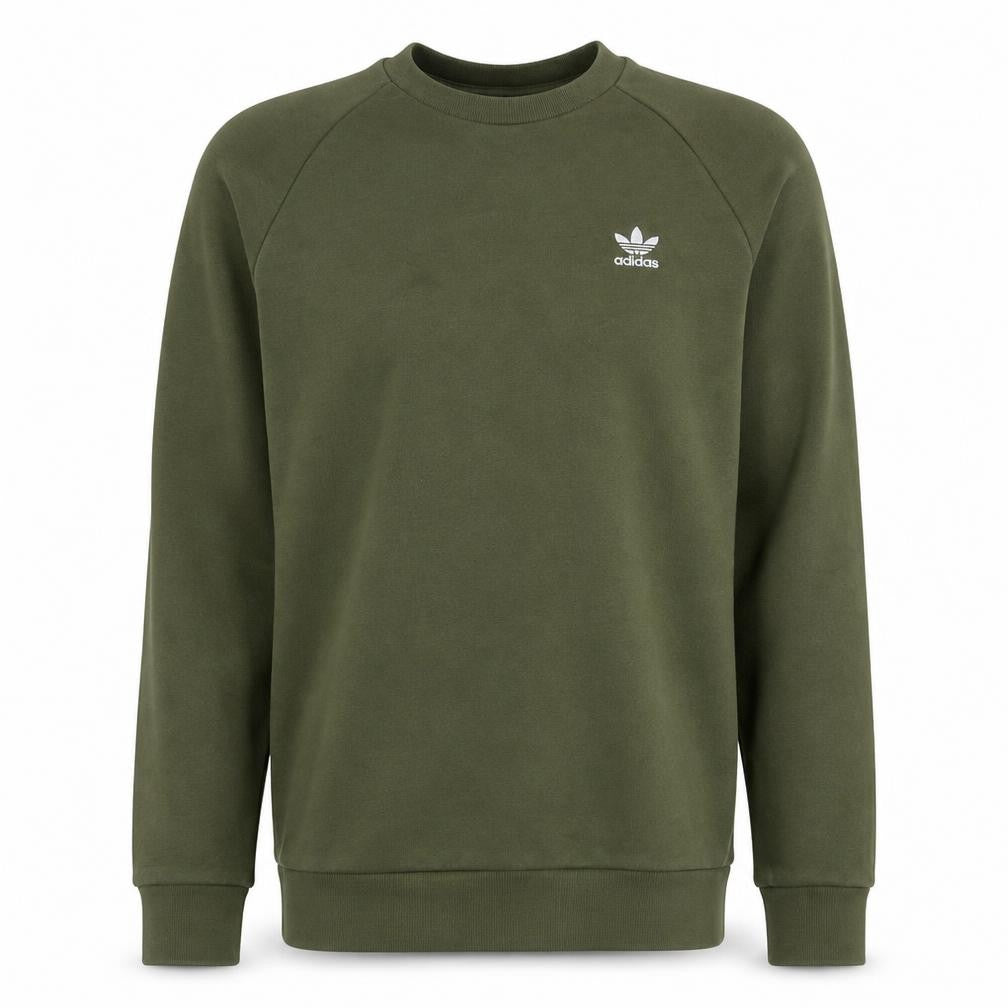 Front view of Adidas Men Green Crew Neck Pullover Sweatshirt, size S