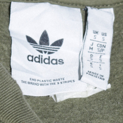 Adidas Men Green Crew Neck Pullover Sweatshirt Size S