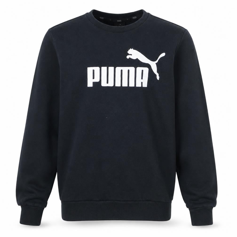 Front view of Puma Men's Black Small Logo Crew Neck Pullover Sweatshirt
