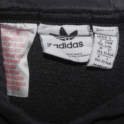 Adidas Boys Black Hoodie 13-14 Years Pullover Cotton Blend Casual Wear