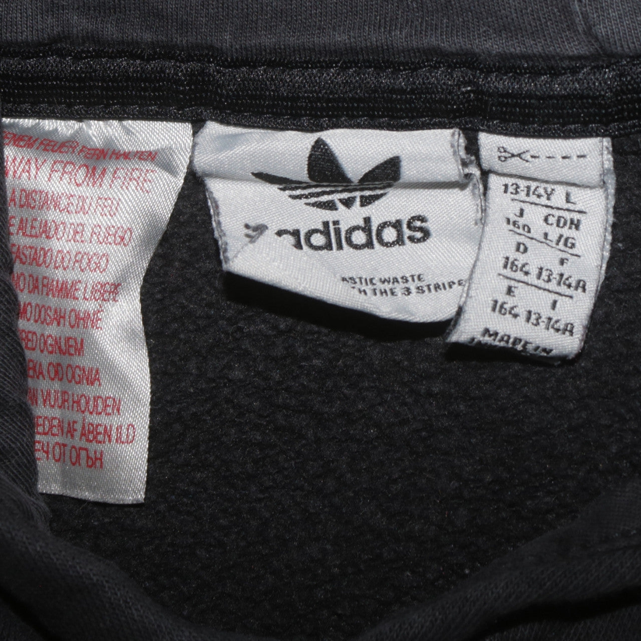 Adidas Boys Black Hoodie 13-14 Years Pullover Cotton Blend Casual Wear