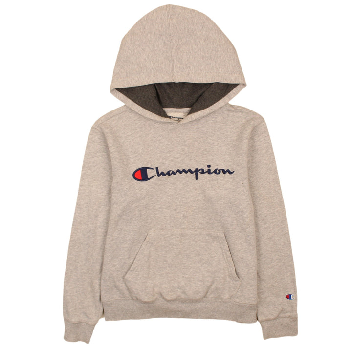 Champion Women’s Grey Pullover Hoodie L Logo Embroidered Cotton Blend