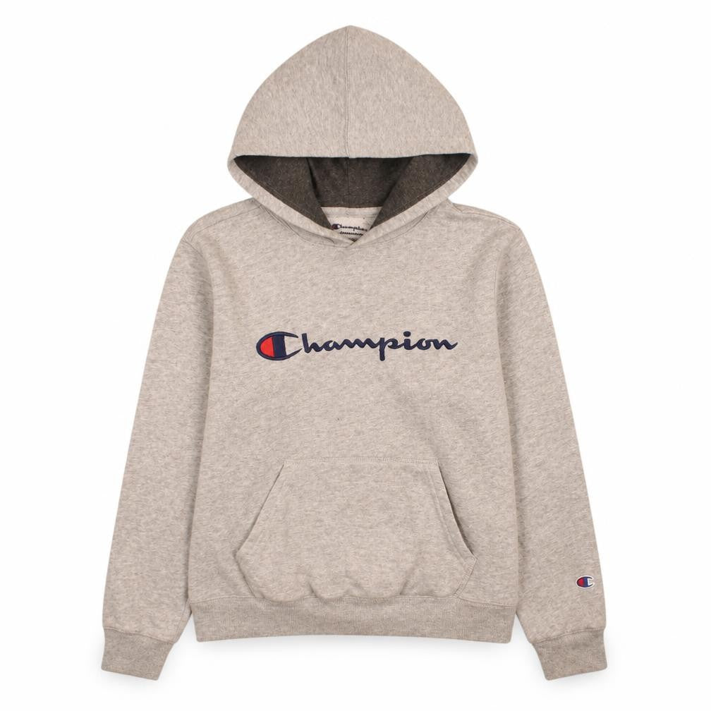 Champion Women’s Grey Pullover Hoodie L Logo Embroidered Cotton Blend
