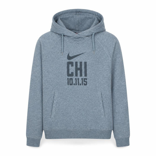 Front view of Nike Men's Grey Pullover Hoodie Medium Chicago Marathon Sportswear