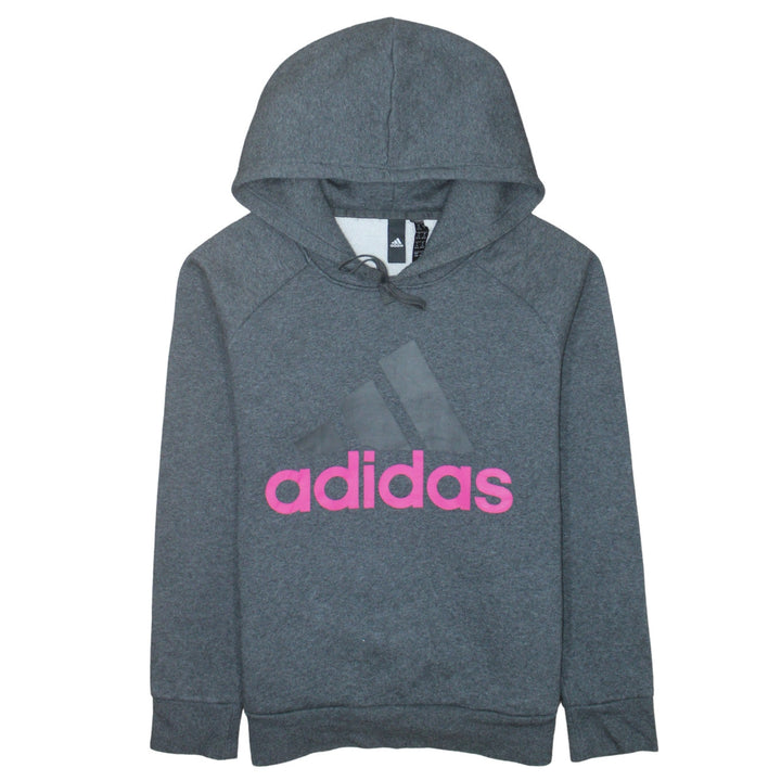 Adidas Women’s Grey Pullover Hoodie M 12-14 Logo Fleece Sweatshirt