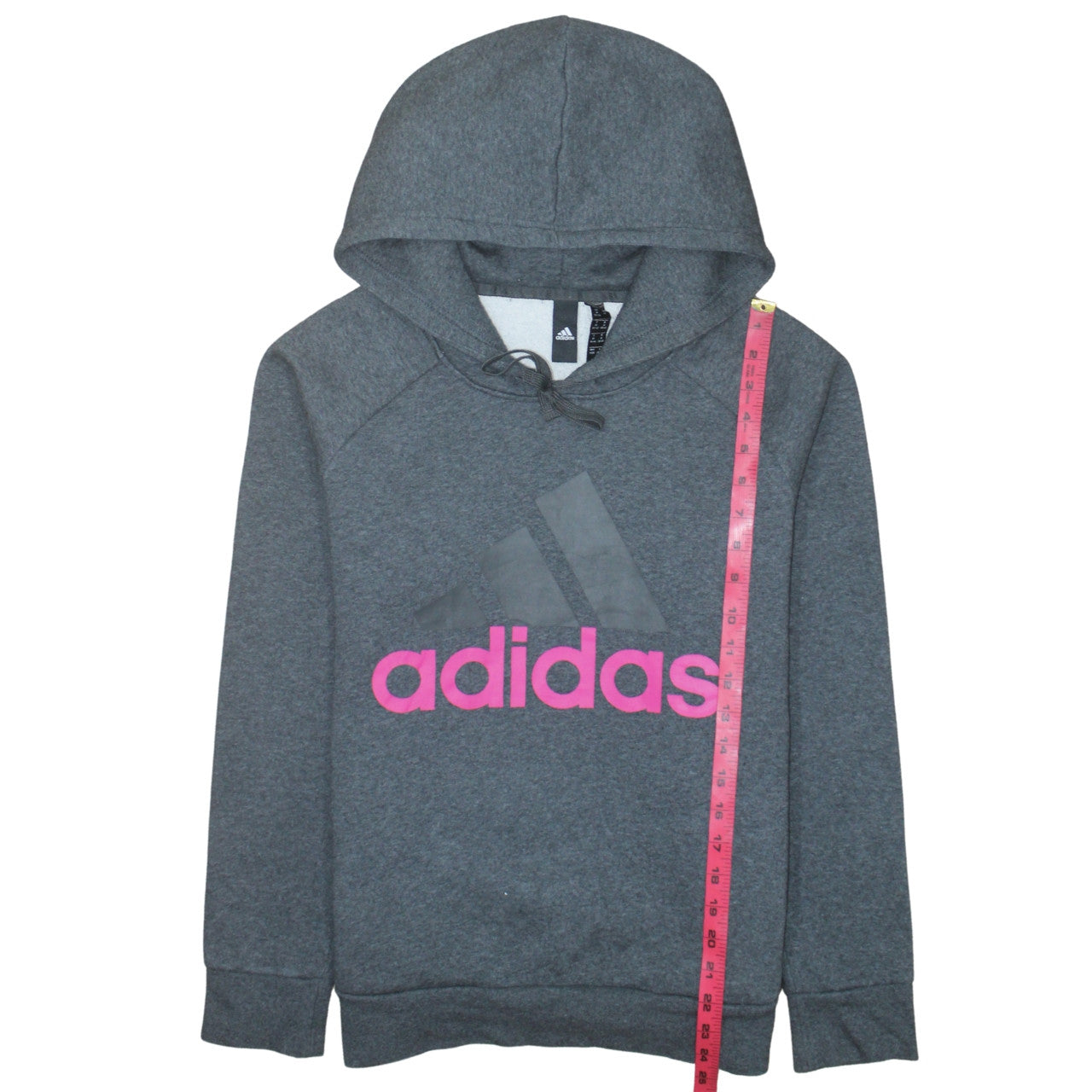 Adidas Women’s Grey Pullover Hoodie M 12-14 Logo Fleece Sweatshirt