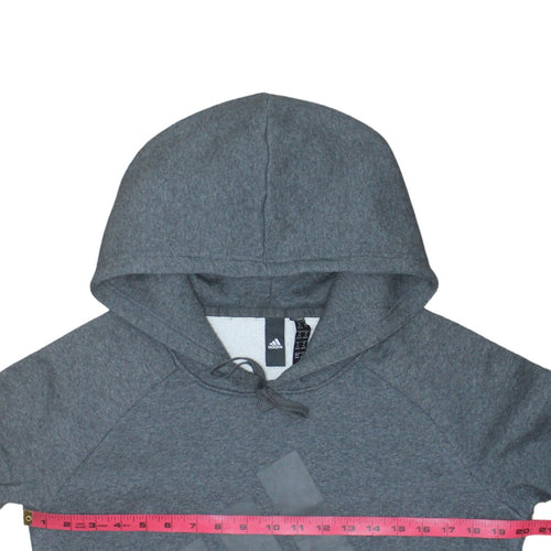 Adidas Women’s Grey Pullover Hoodie M 12-14 Logo Fleece Sweatshirt