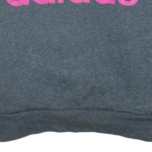 Adidas Women’s Grey Pullover Hoodie M 12-14 Logo Fleece Sweatshirt