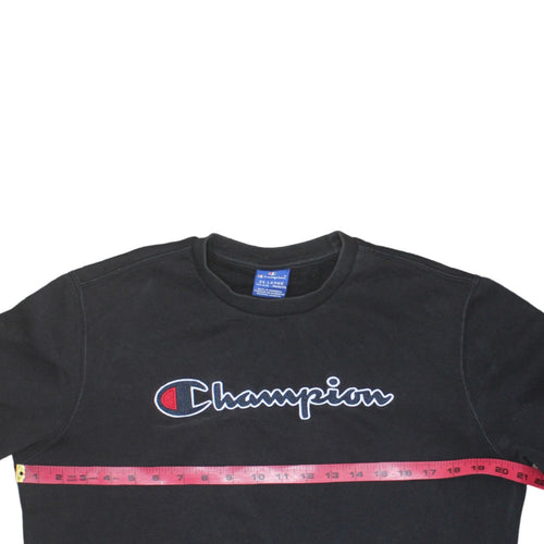 Champion Boys Black Pullover Sweatshirt 15-16 Years Regular Fit Logo Fleece