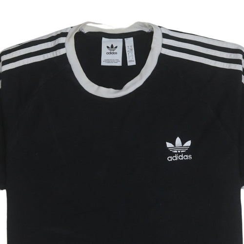 Adidas Men’s Black Short Sleeve Crew Neck Cotton Sports T-Shirt Size L