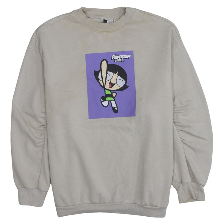 H&M Women Beige Crew Neck Powerpuff Girls Sweatshirt L