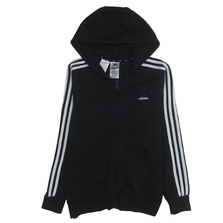 Adidas Boys Black Full Zip Hoodie 13-14 Years Fleece Hooded Sweatshirt