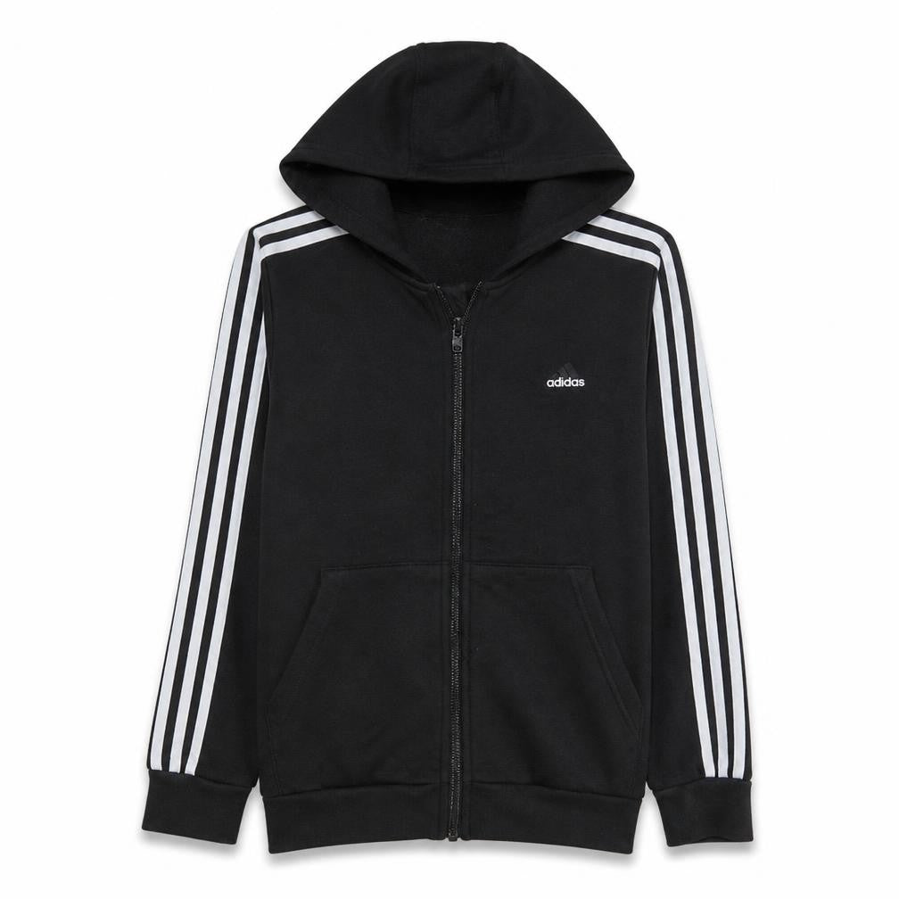 Adidas Boys Black Full Zip Hoodie 13-14 Years Fleece Hooded Sweatshirt