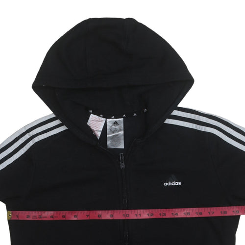 Adidas Boys Black Full Zip Hoodie 13-14 Years Fleece Hooded Sweatshirt