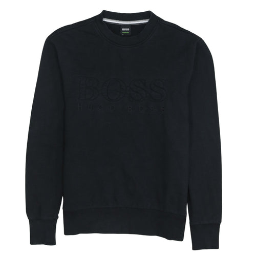 Hugo Boss Men’s Black Cotton Crew Neck Pullover Sweatshirt S