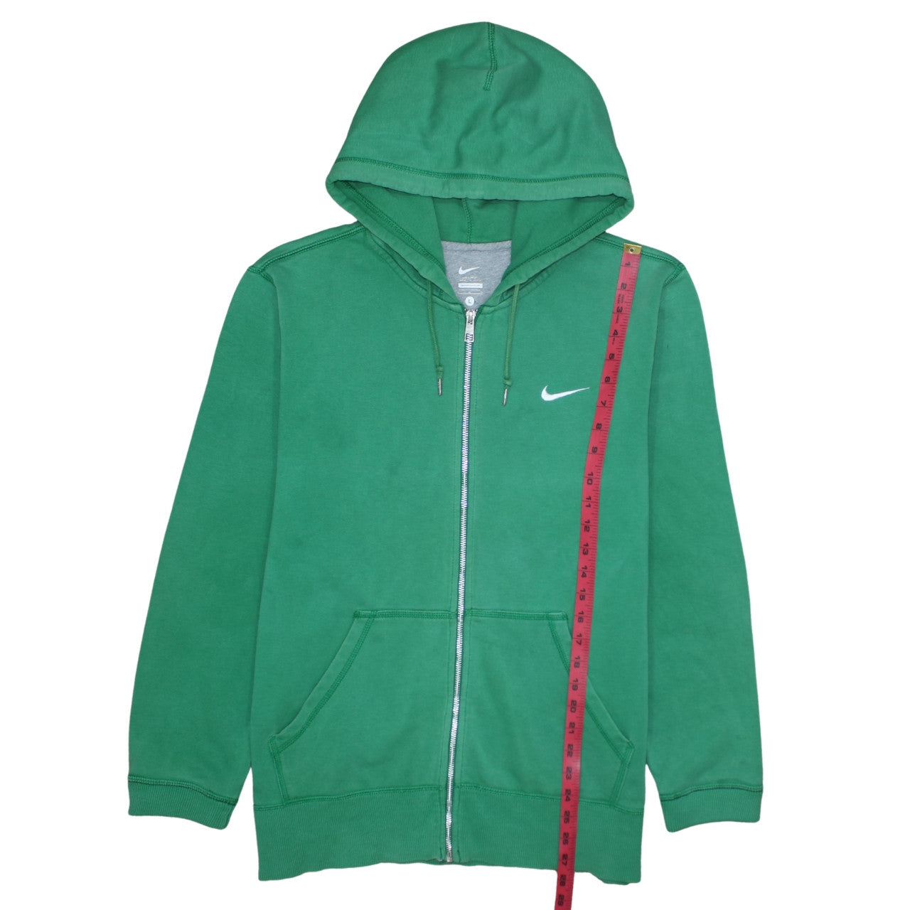 Nike Men's Green Full Zip Hoodie L - Sports Fleece Sweatshirt