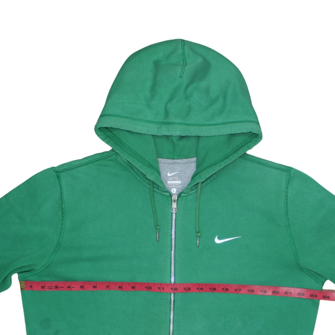 Nike Men's Green Full Zip Hoodie L - Sports Fleece Sweatshirt