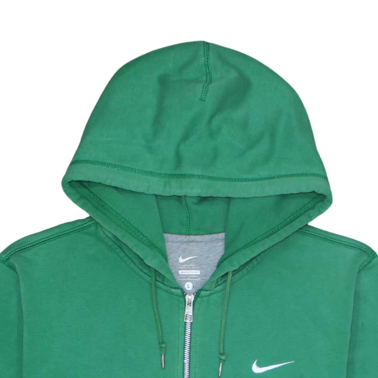 Nike Men's Green Full Zip Hoodie L - Sports Fleece Sweatshirt