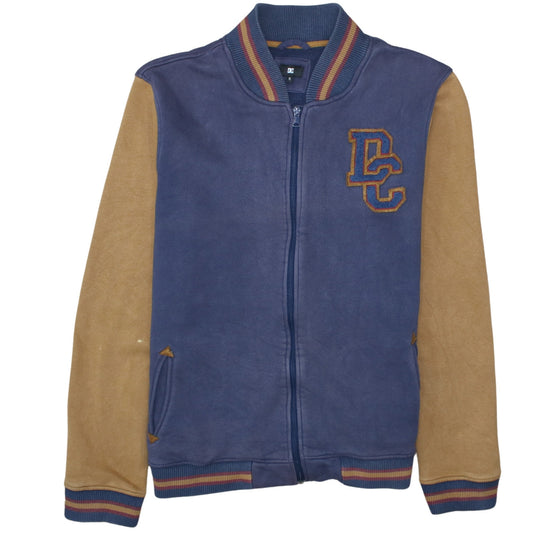 DC Men’s Blue and Tan Varsity Jacket XL Cotton Blend