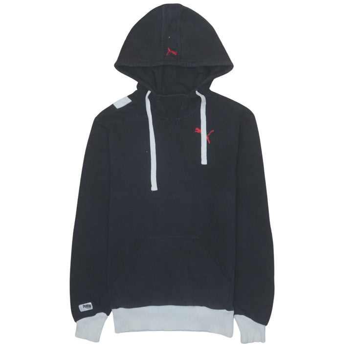 Puma Men's Black Pullover Hoodie XS Logo Embroidered Fleece