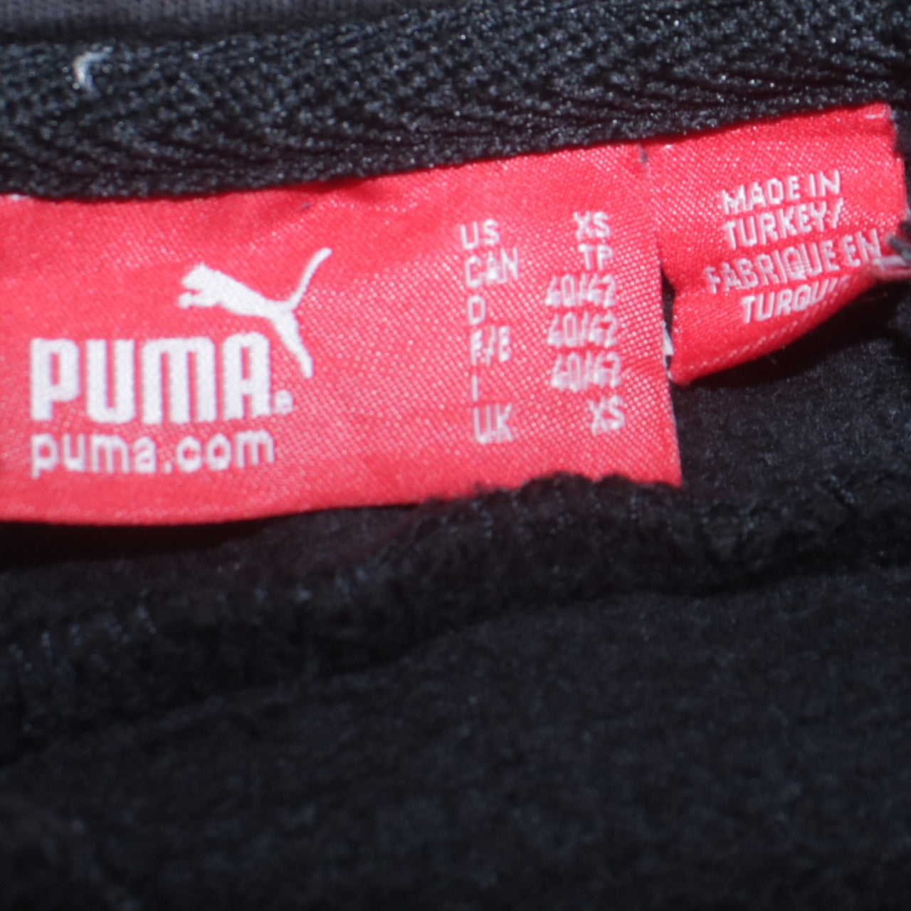 Puma Men's Black Pullover Hoodie XS Logo Embroidered Fleece