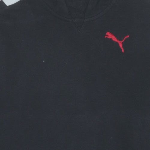 Puma Men's Black Pullover Hoodie XS Logo Embroidered Fleece