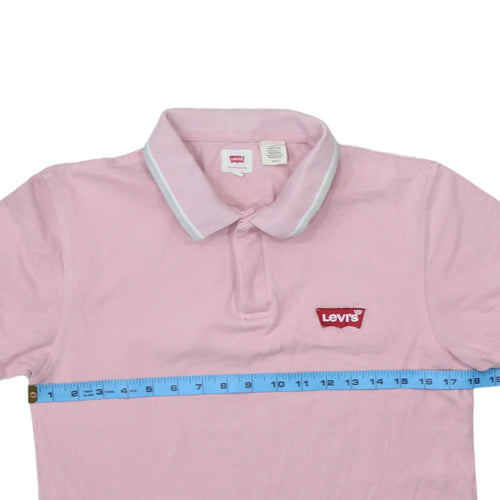 Levi's Men's Pink Short Sleeve Cotton Logo Polo Shirt Size S