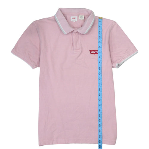Levi's Men's Pink Short Sleeve Cotton Logo Polo Shirt Size S