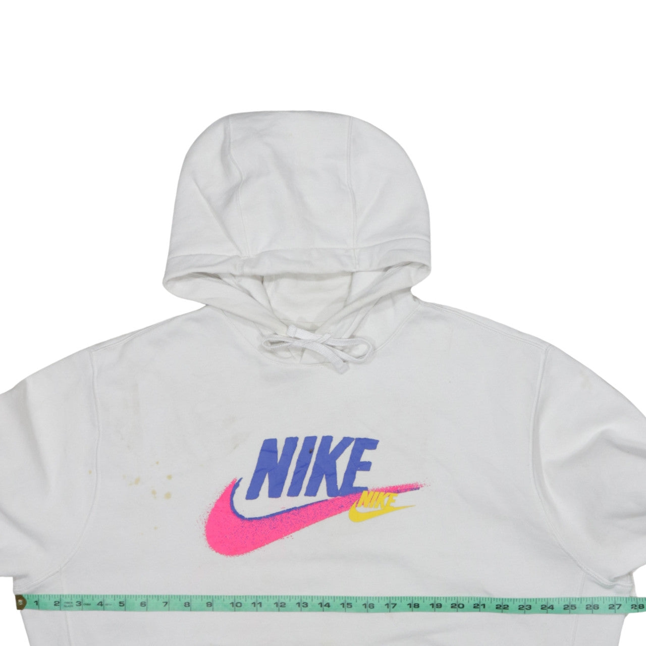 Nike Men's White Pullover Hoodie L Sports Logo Fleece Sweatshirt