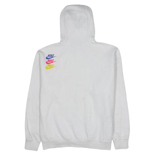 Nike Men's White Pullover Hoodie L Sports Logo Fleece Sweatshirt