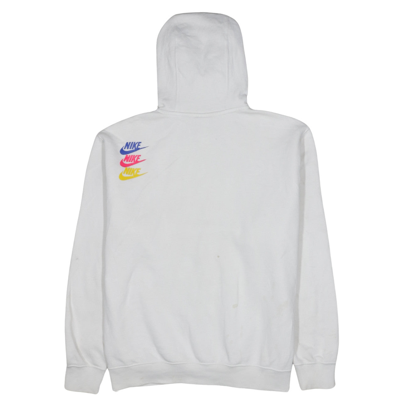 Nike Men's White Pullover Hoodie L Sports Logo Fleece Sweatshirt