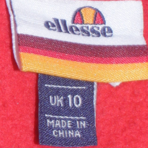 Ellesse Women's Red Pullover Hoodie UK 10 Logo Print Casual Sweatshirt