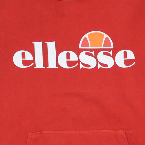 Ellesse Women's Red Pullover Hoodie UK 10 Logo Print Casual Sweatshirt