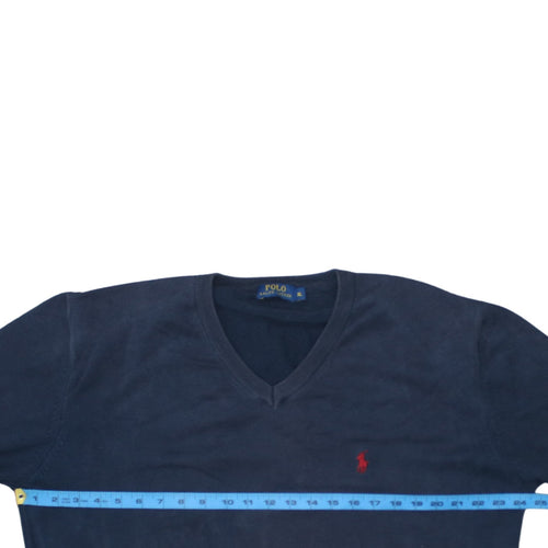 Ralph Lauren Men's Blue XL V-Neck Cotton Pullover Jumper