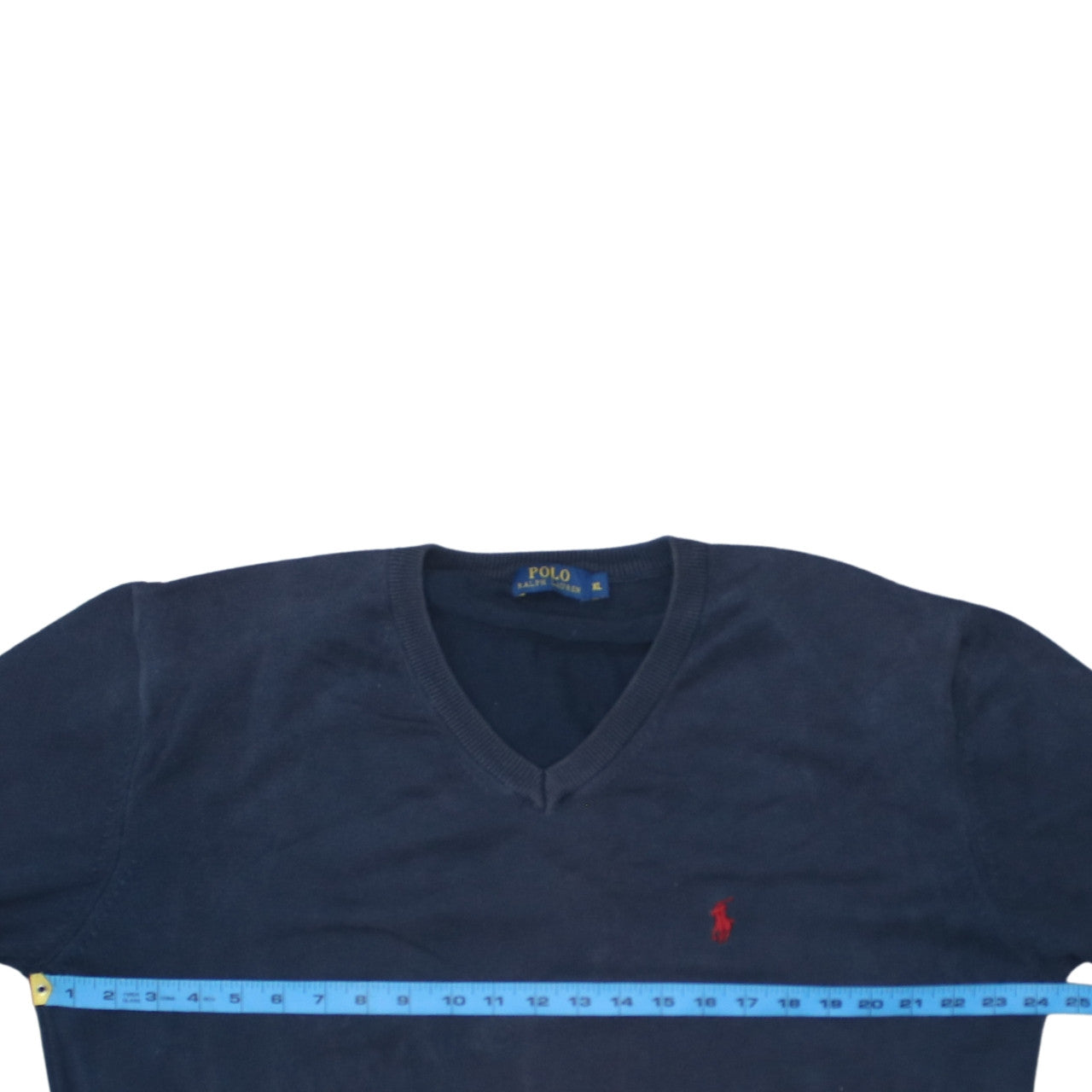 Ralph Lauren Men's Blue XL V-Neck Cotton Pullover Jumper