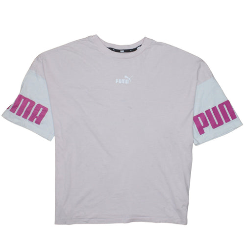 Puma Women's Pink Relaxed Fit Short Sleeve Cotton T-Shirt Size L