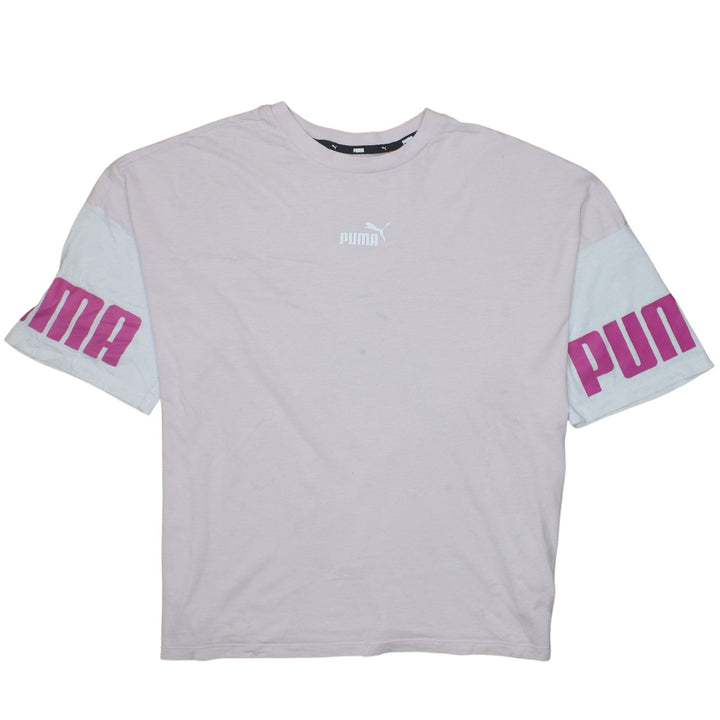 Puma Women's Pink Relaxed Fit Short Sleeve Cotton T-Shirt Size L
