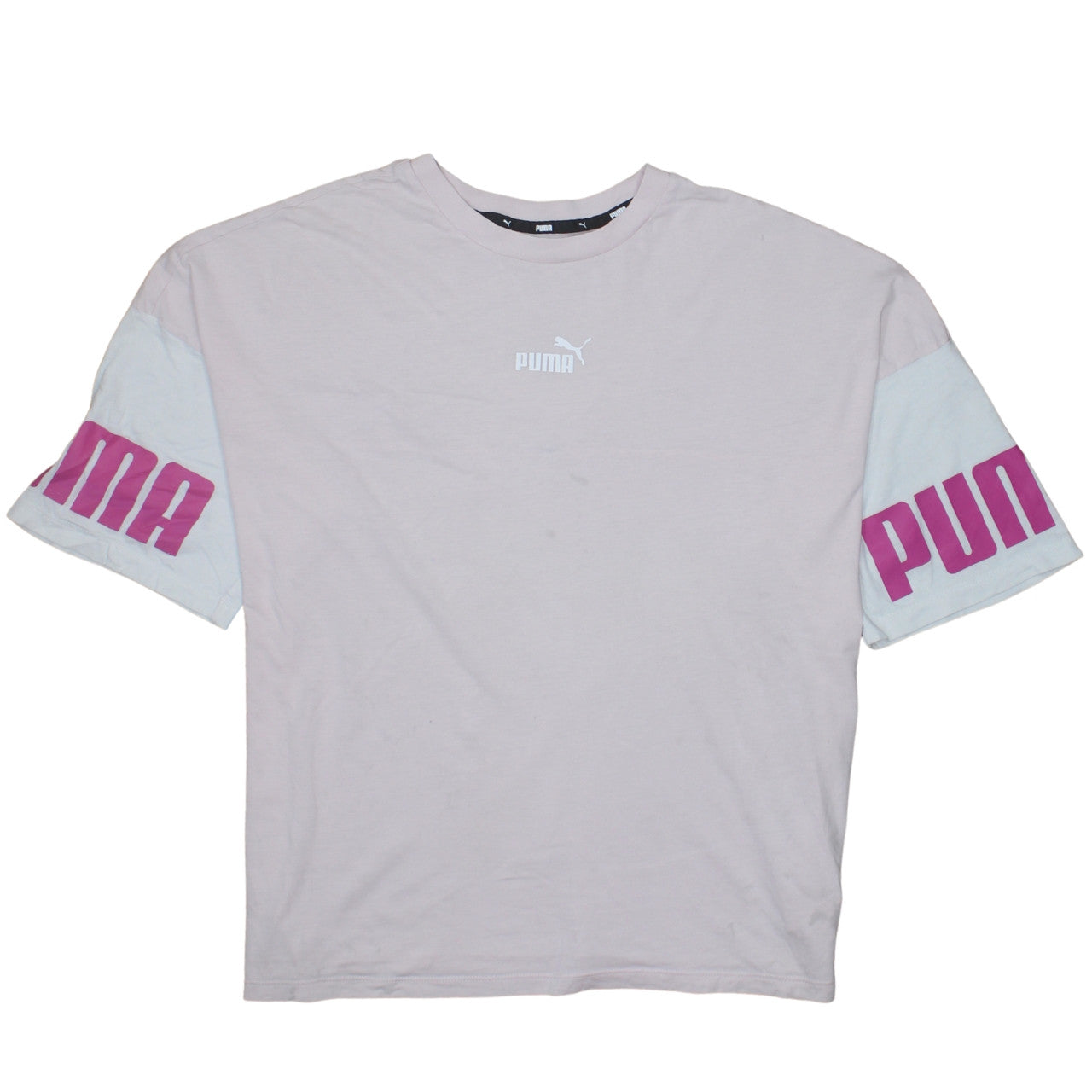 Puma Women's Pink Relaxed Fit Short Sleeve Cotton T-Shirt Size L