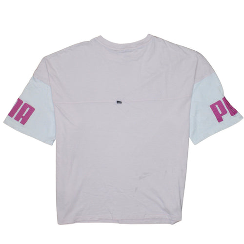 Puma Women's Pink Relaxed Fit Short Sleeve Cotton T-Shirt Size L