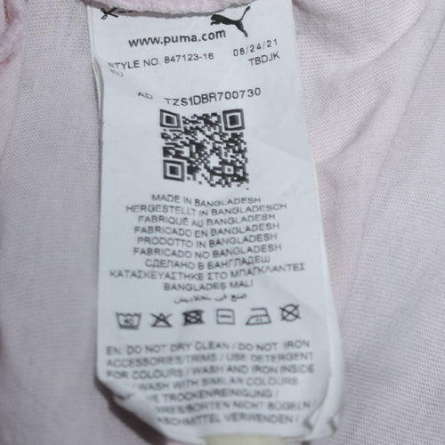 Puma Women's Pink Relaxed Fit Short Sleeve Cotton T-Shirt Size L