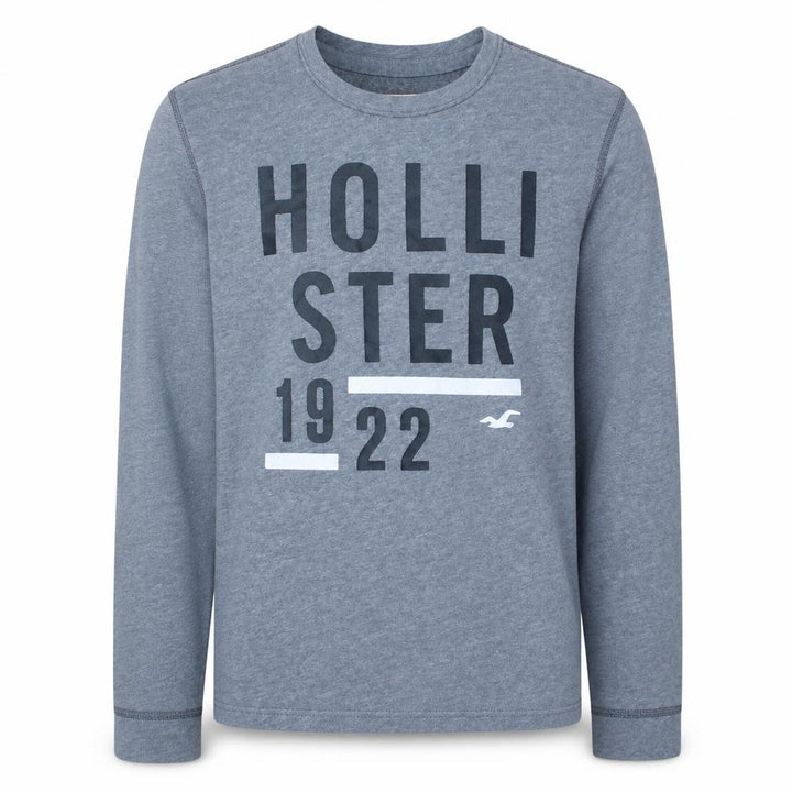 Hollister Men's Grey Crew Neck Logo Sweatshirt Size S