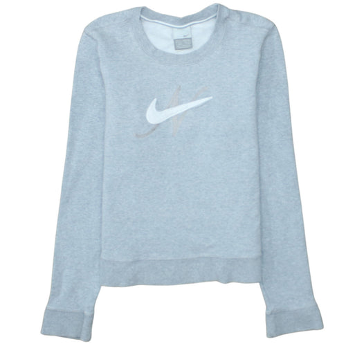Nike Womens Grey Long Sleeve Crew Neck Pullover Sweatshirt Size M
