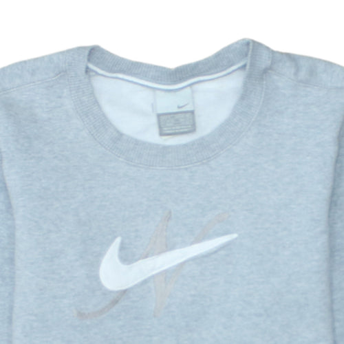 Nike Womens Grey Long Sleeve Crew Neck Pullover Sweatshirt Size M